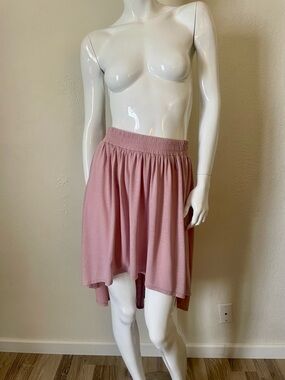 No Label Women's Dusty Rose Hi-low Elastic-Waist Skirt (27 inch waist)